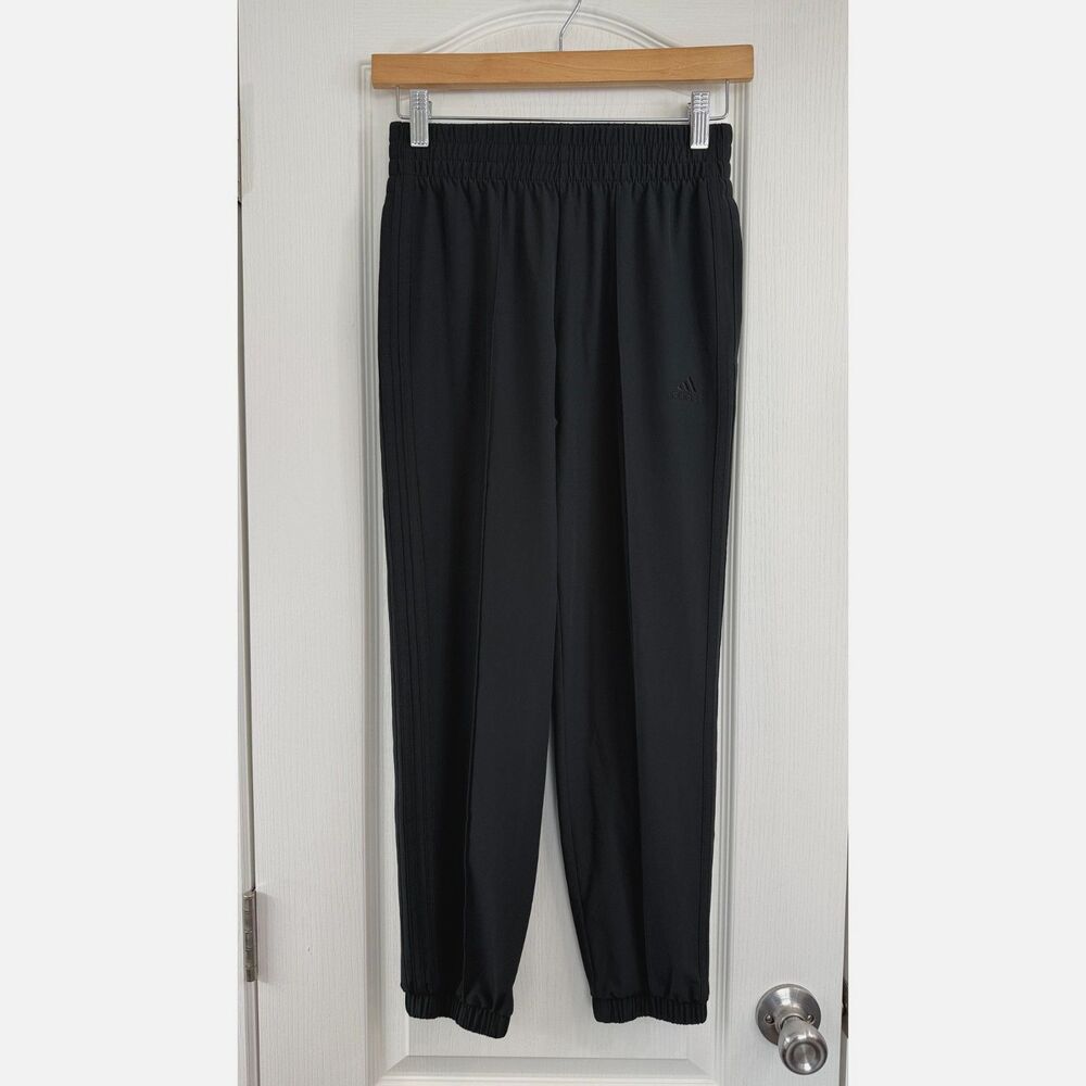 Adidas Girls Regular Fit Black Athletic Jogger Pants 3 Stripe Size M Medium